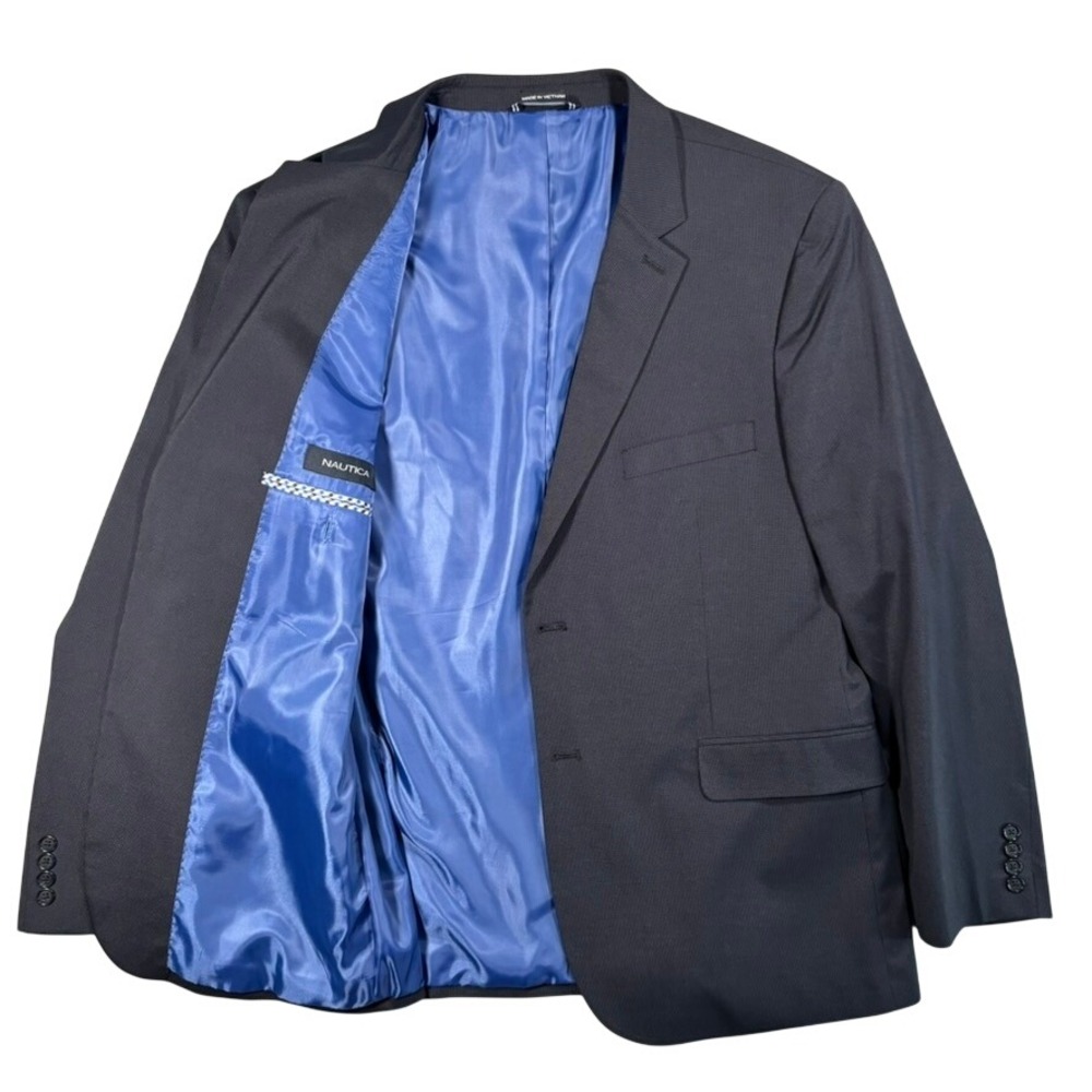 Nautica Mens 46R Blazer Sport Coat Navy Blue Modern Fit 2 Button Stretch Coastal